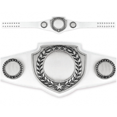 Championship Belt - White Belt with Antique Silver Plate